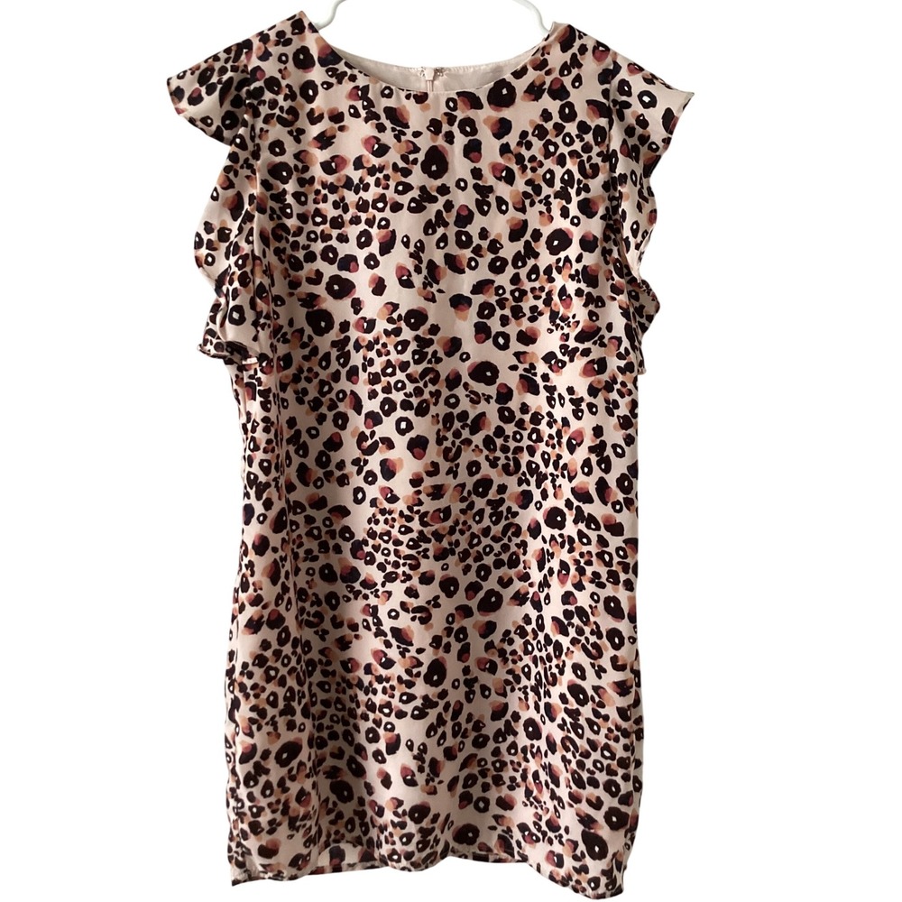 Cupcakes and Cashmere XS Leopard Print Ruffle Sleeveless Dress